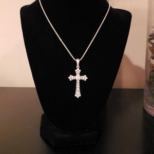 Affinity Diamond Cross Enhacer/Pendant; Sterling